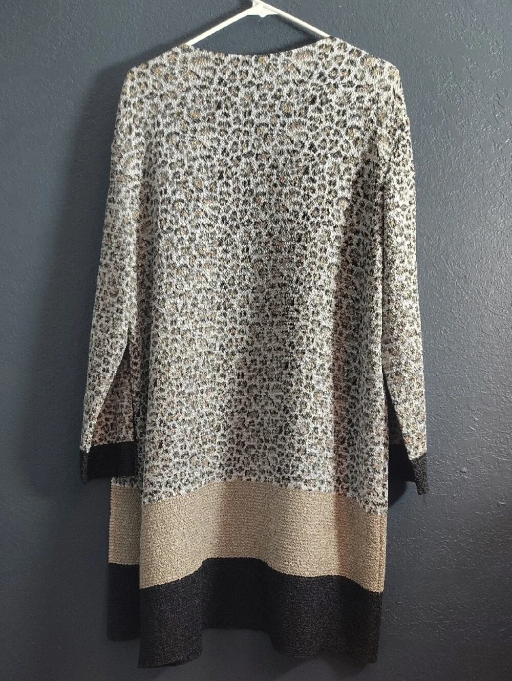 Leopard-Print Open Front Cardigan Travelers Collection Chico Size 2 Size L